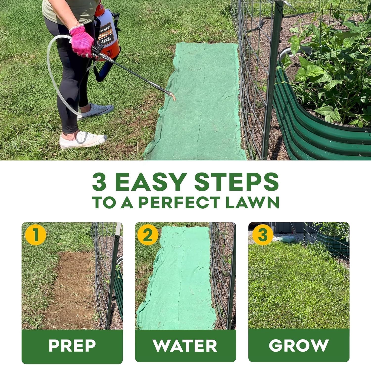 Biodegradable Bermuda Grass Seed Mat 54 Sq Ft – 3-in-1 Lawn Repair Rolls, Heat T