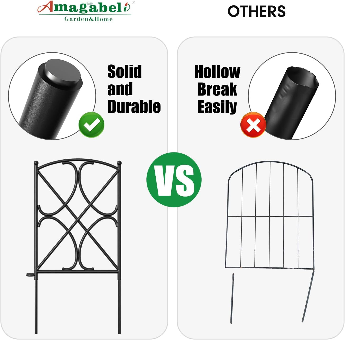 10 Panels Decorative Metal Garden Fence 24″H x 10’L for Dogs & Borders