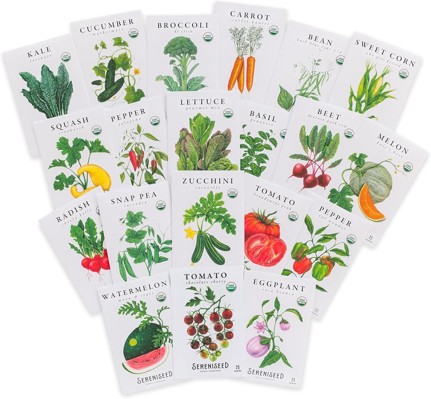 Non-GMO Vegetable Seeds for Planting – 20 Varieties for Indoor/Outdoor Use