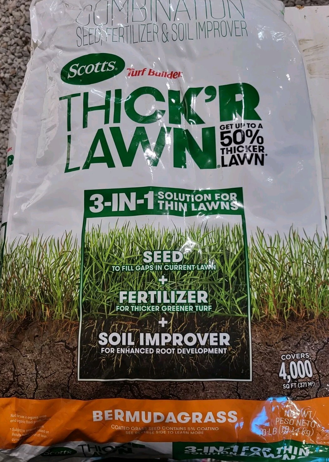 Scotts Turf Builder Thick’R Lawn Combination Bermudagrass, 40 Lbs Grass EXPIRED