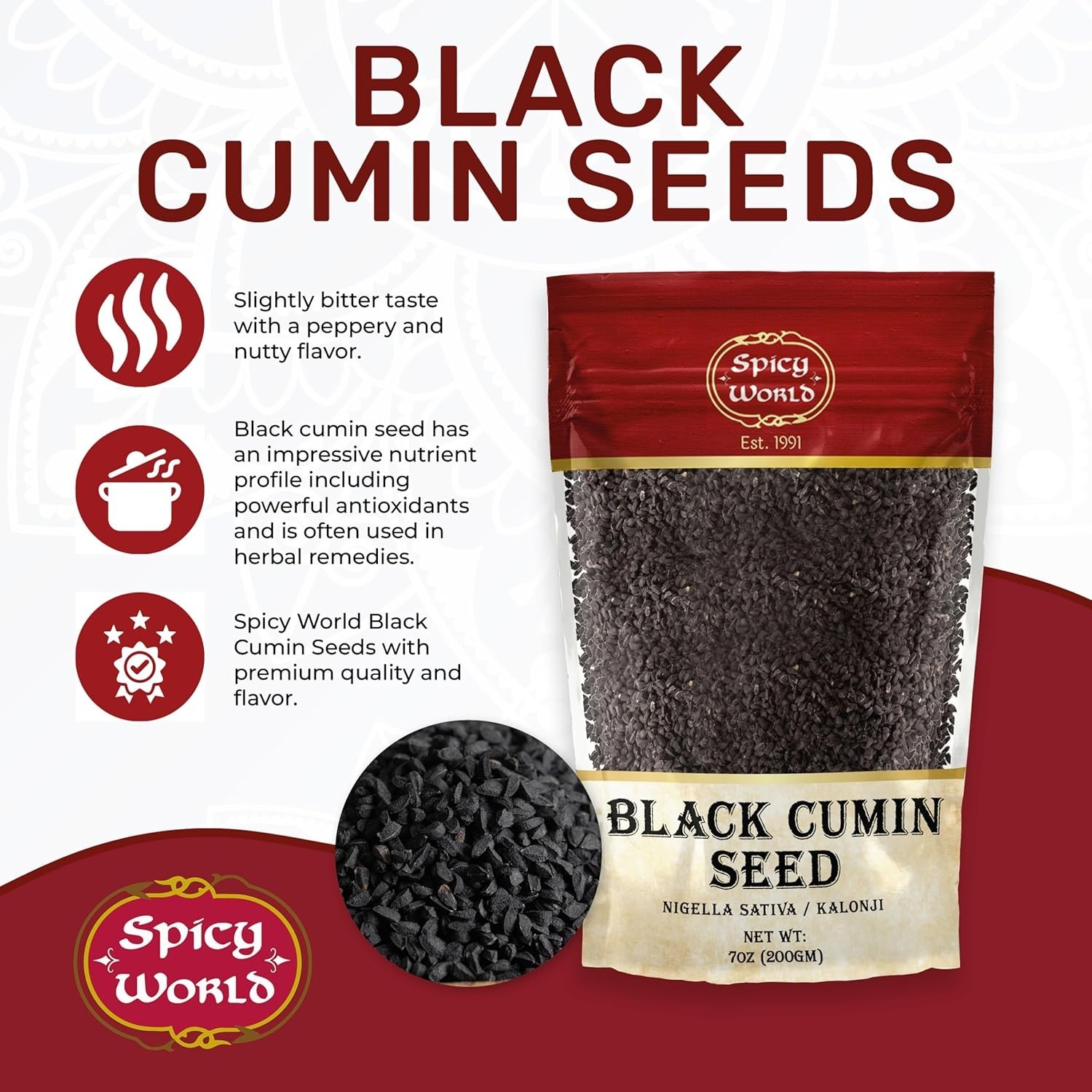 Organic Black Cumin Seeds 7oz | Kalonji – Versatile for Health & Culinary Use