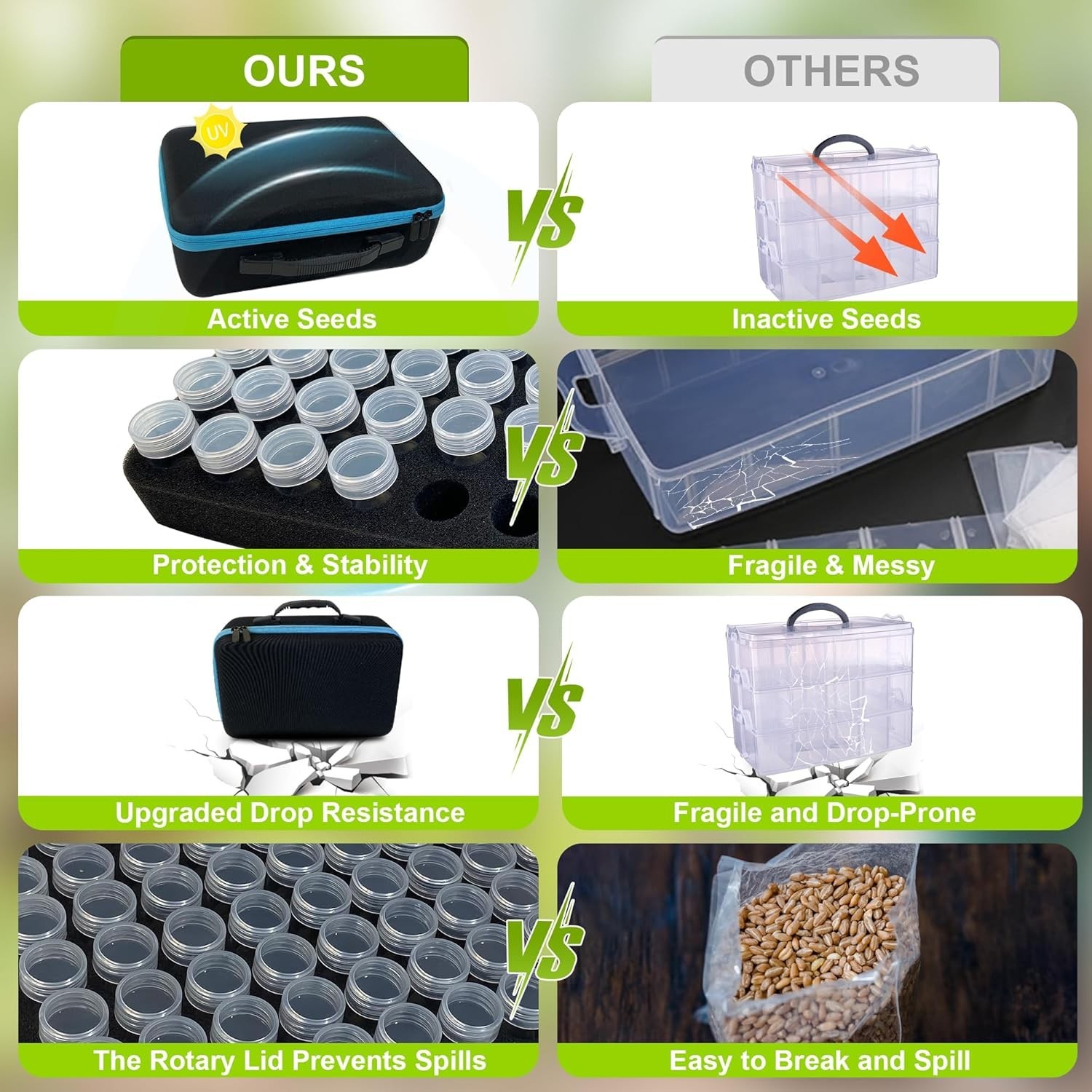 Seed Storage Organizer Box with 140 Slots and Envelopes for Vegetable and Flower