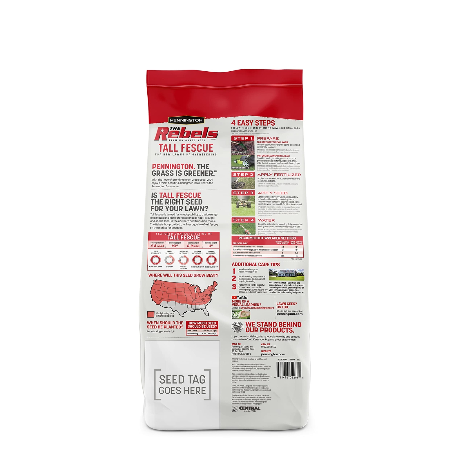 7 lb Pennington Rebels Tall Fescue Grass Seed for Dense Dark Lawn