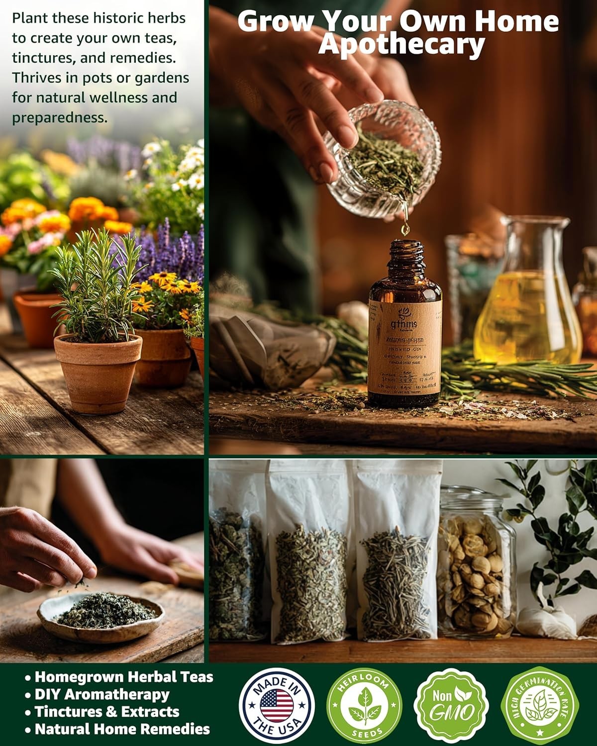 Medicinal & Tea Herb Seeds for Planting – 35 Non-GMO Heirloom Variety Pack fo…