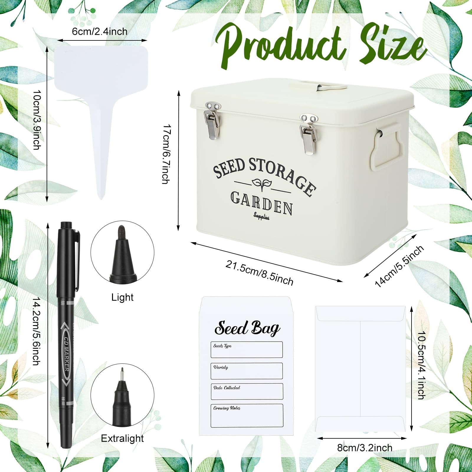 Seed Storage Container Box with Lid Garden Seed Packet Storage Organizer Deco…