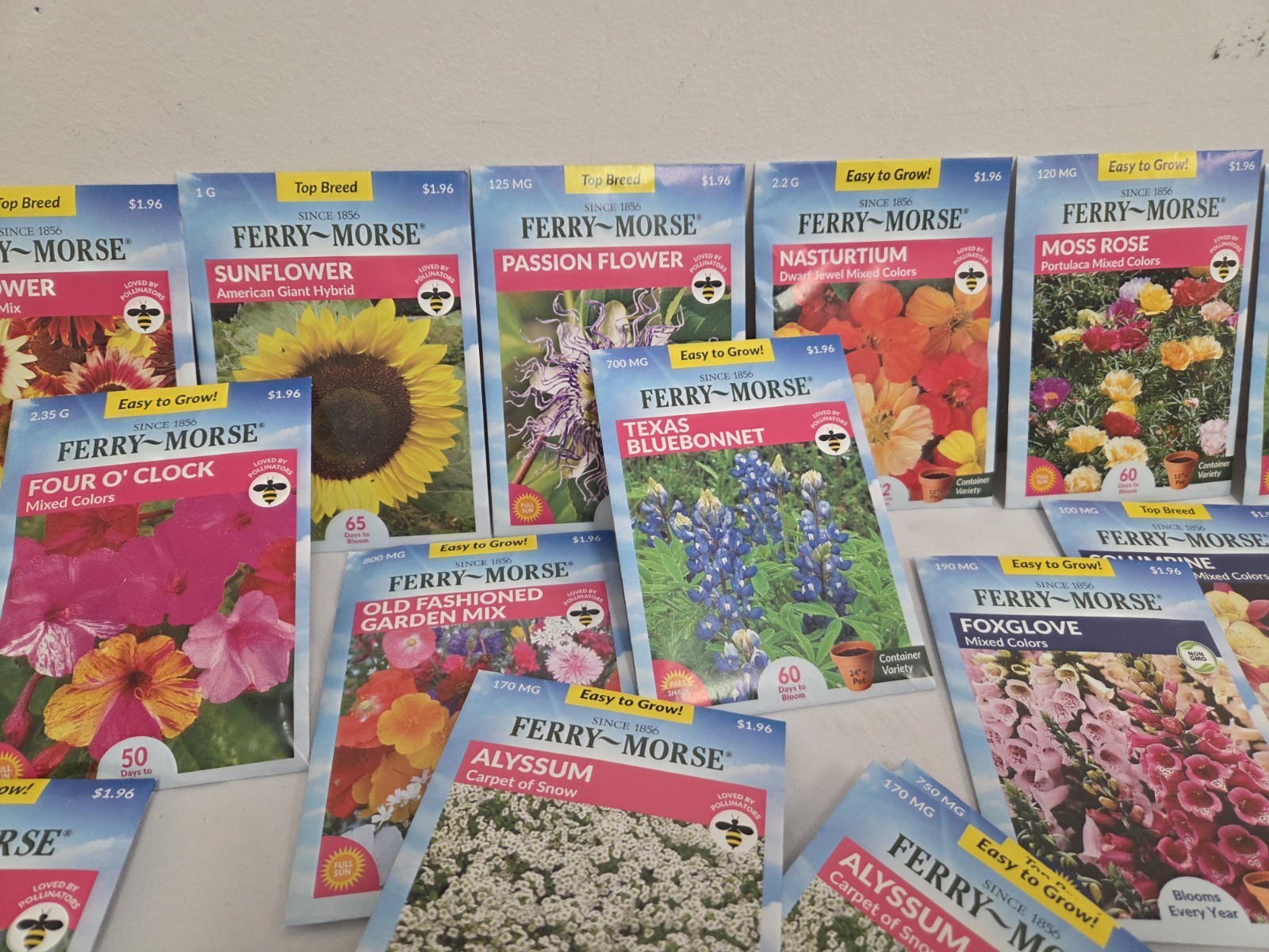 Lot Of 100 Variety Flower Seeds Packs Garden Pollinator- ALL FERRY MORSE 12/26