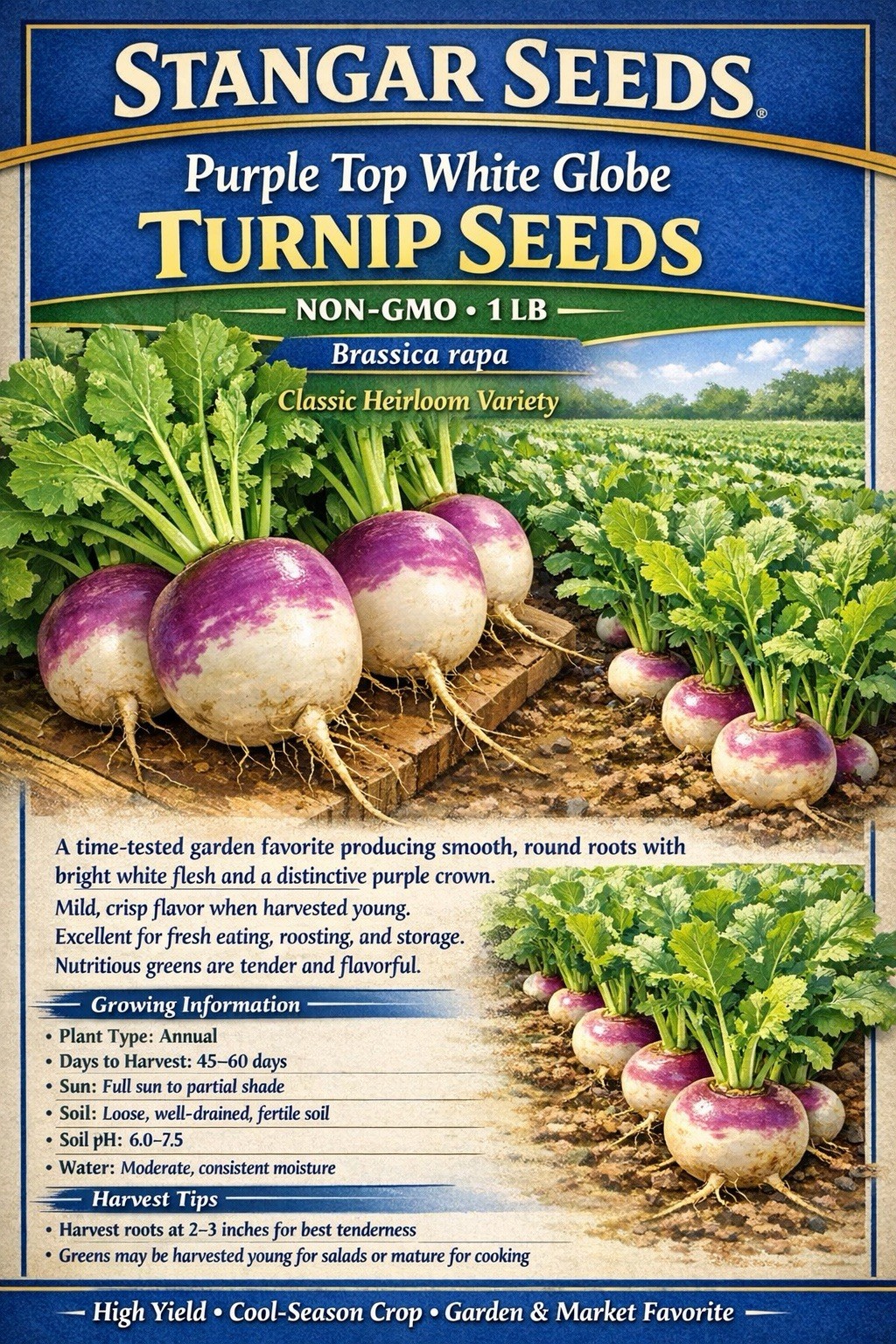 3500+ Turnip Seeds ‘Purple Top White Globe’ | Heirloom, Non-GMO, Gardening Seed