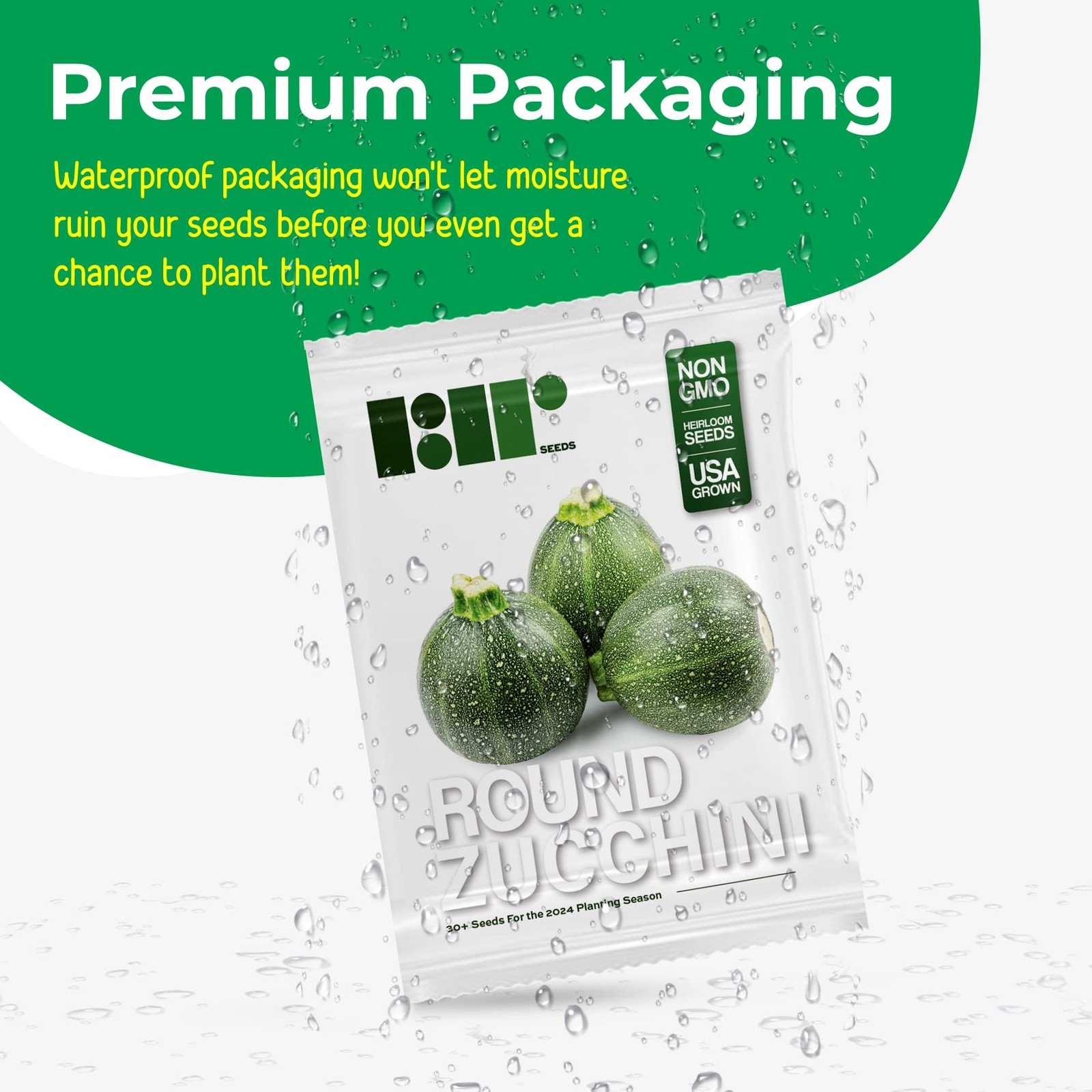 Round Zucchini Seeds for Planting – Heirloom, Non-GMO, USA Grown Seeds in Pre…