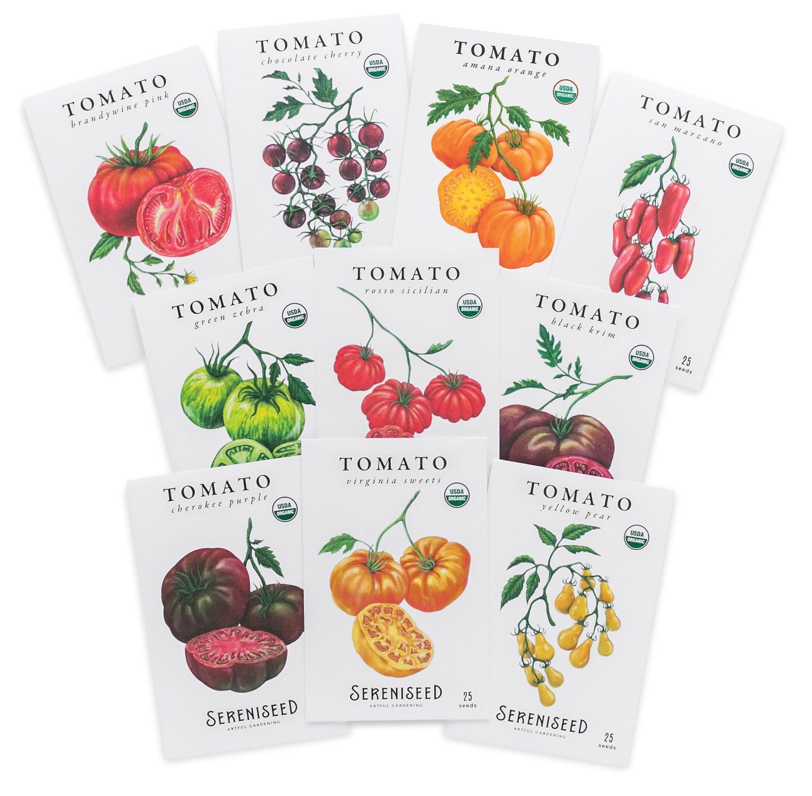 Certified Organic Tomato Seeds 10Pack – Non GMO, Open Pollinated – Cherokee P…
