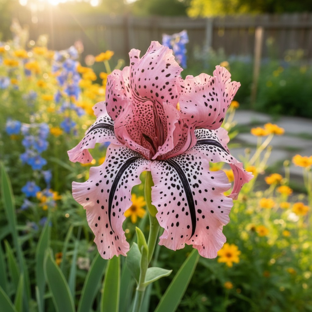50 Bearded Iris Seeds – Pink Petals with Black Speckles