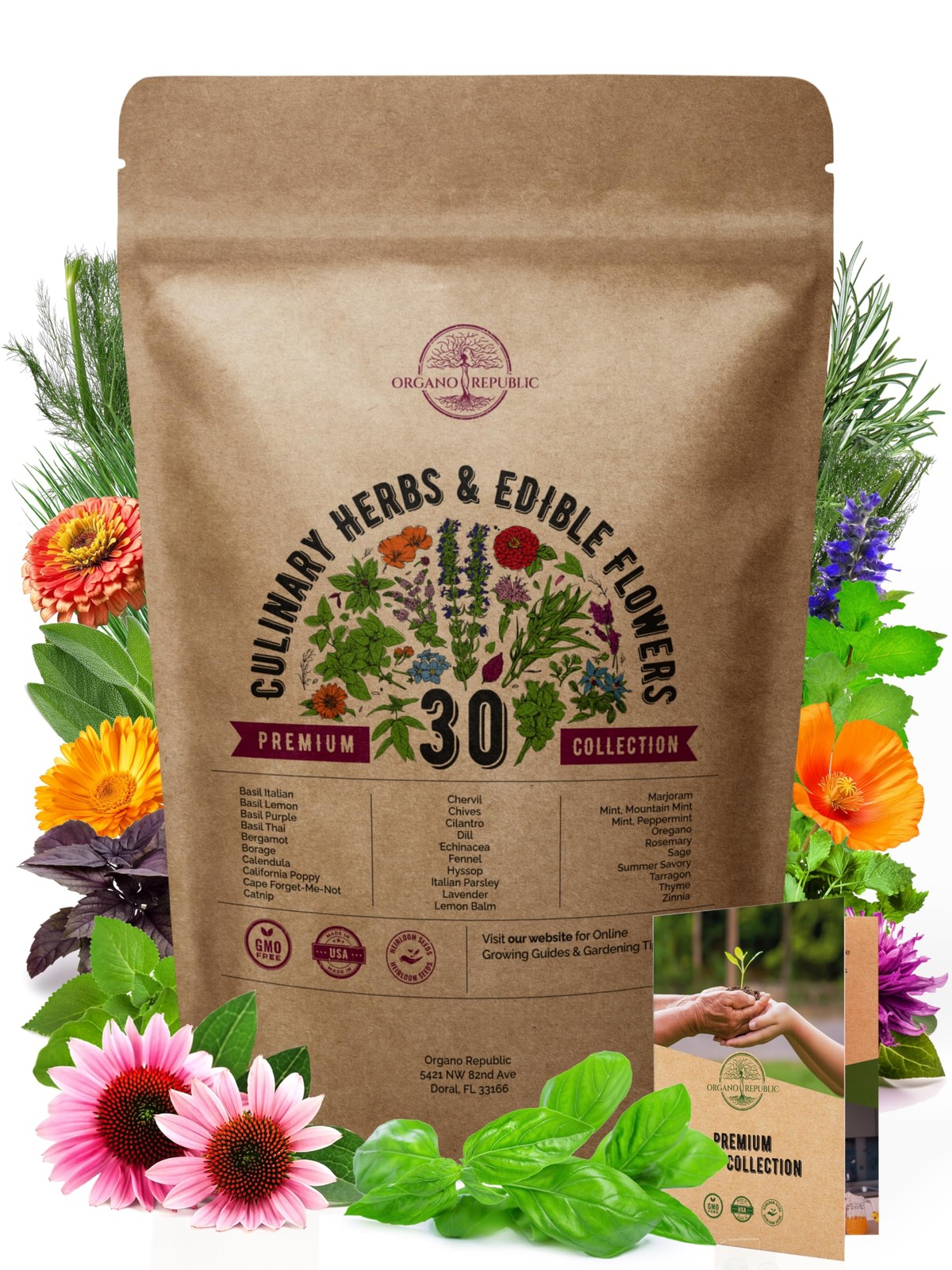 30 Culinary Herbs & Edible Flower Seeds Variety Pack- Indoor/Outdoor. 7400+ N…