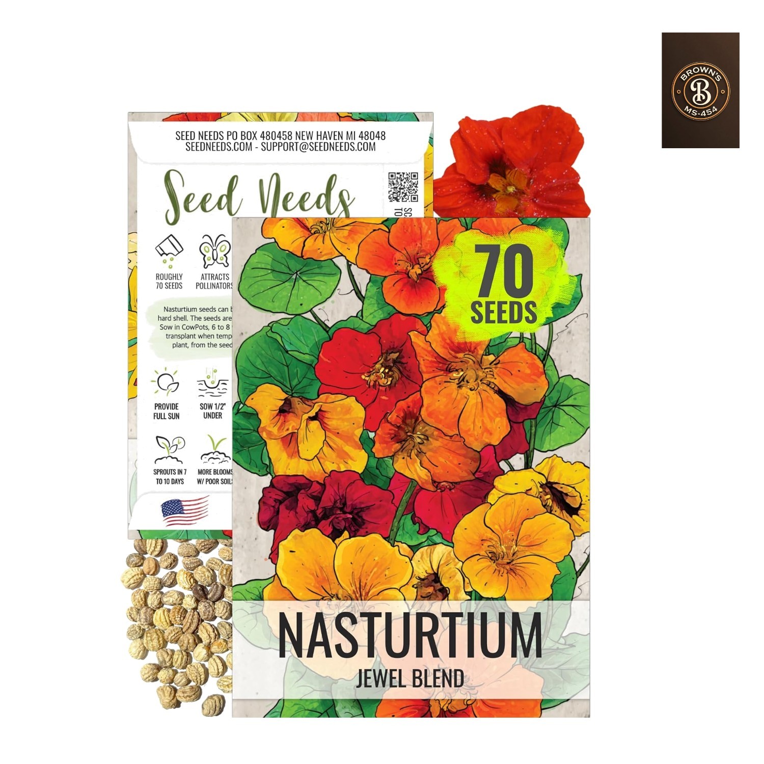 Nasturtium Seeds for Planting Jewel Blend – Heirloom Untreated & Open Pollina…