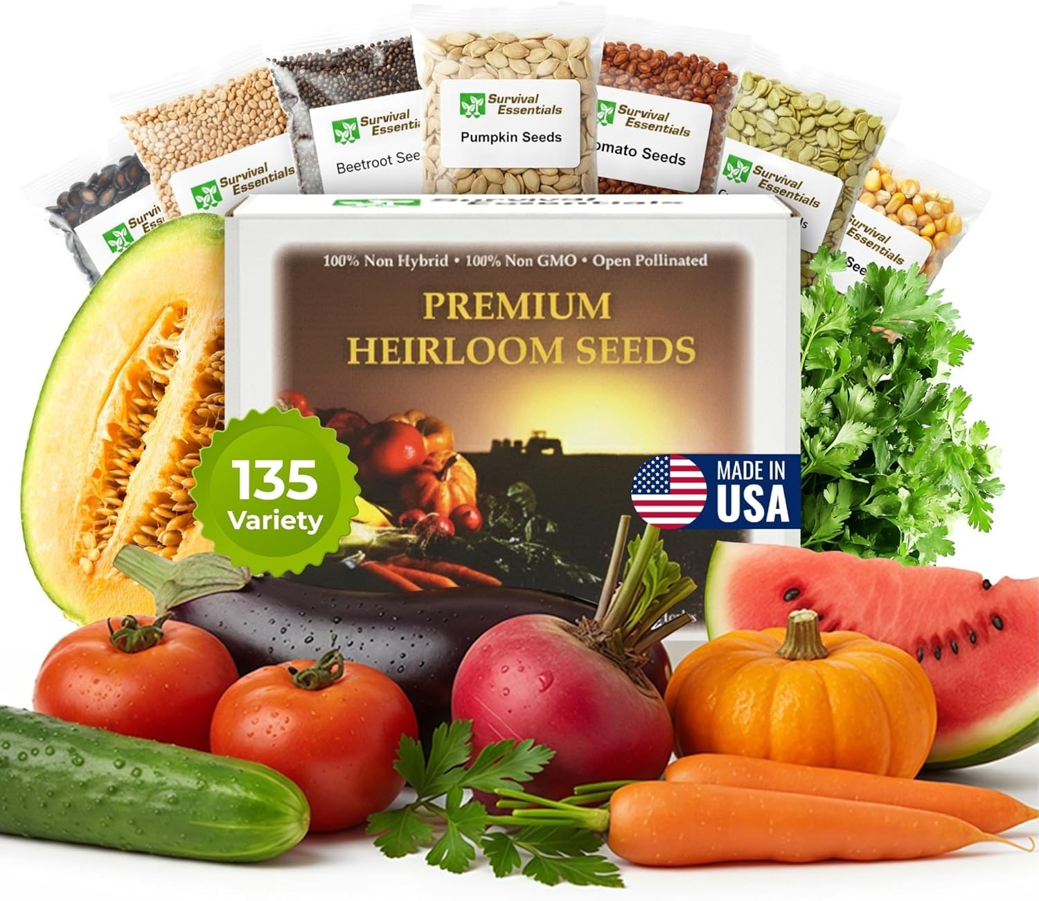Complete Heirloom Seed Collection – 135 Varieties for All USDA Hardiness Zones