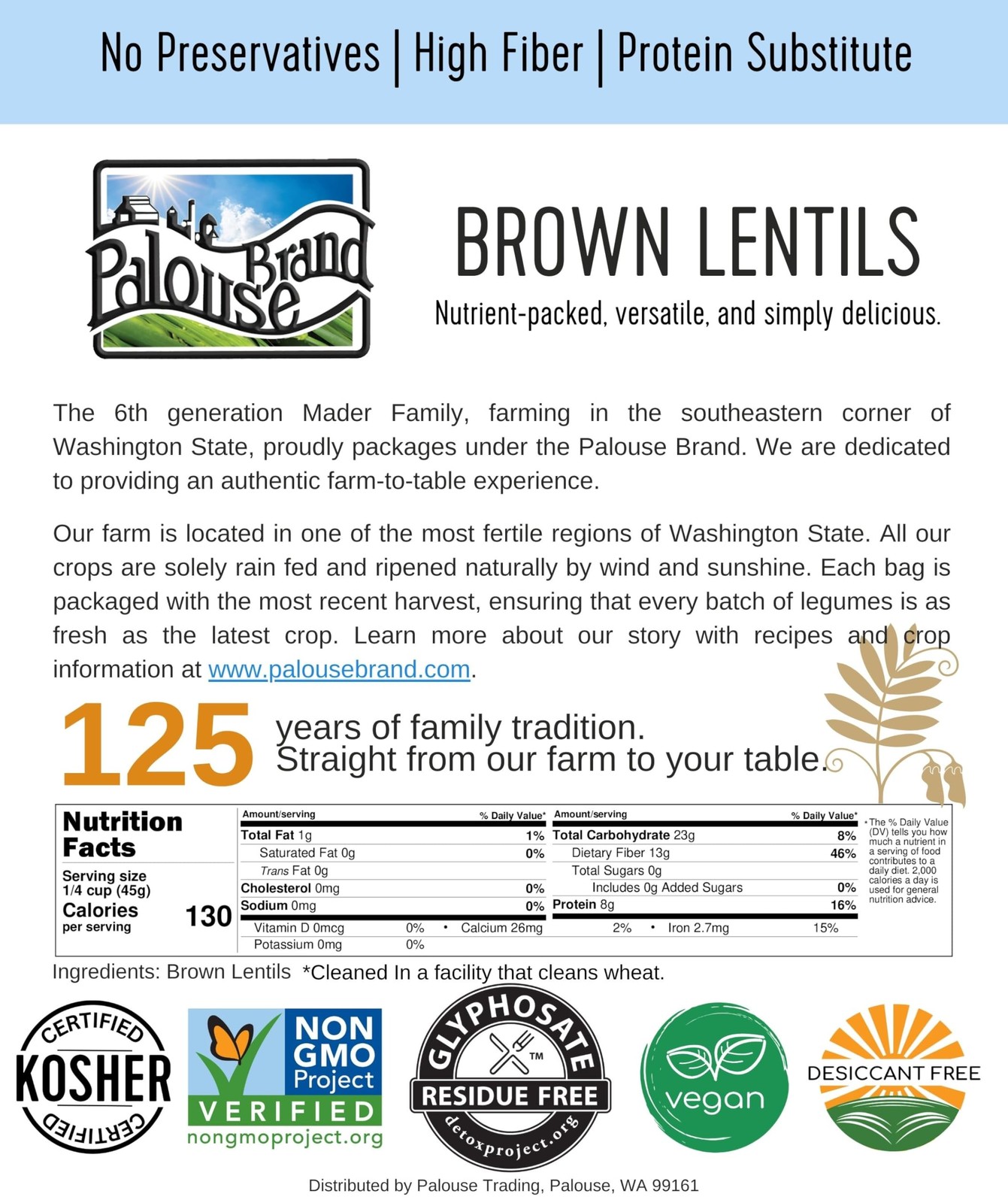 Certified Glyphosate Residue Free Brown Lentils | 25 LBS | Bulk | Desiccant …