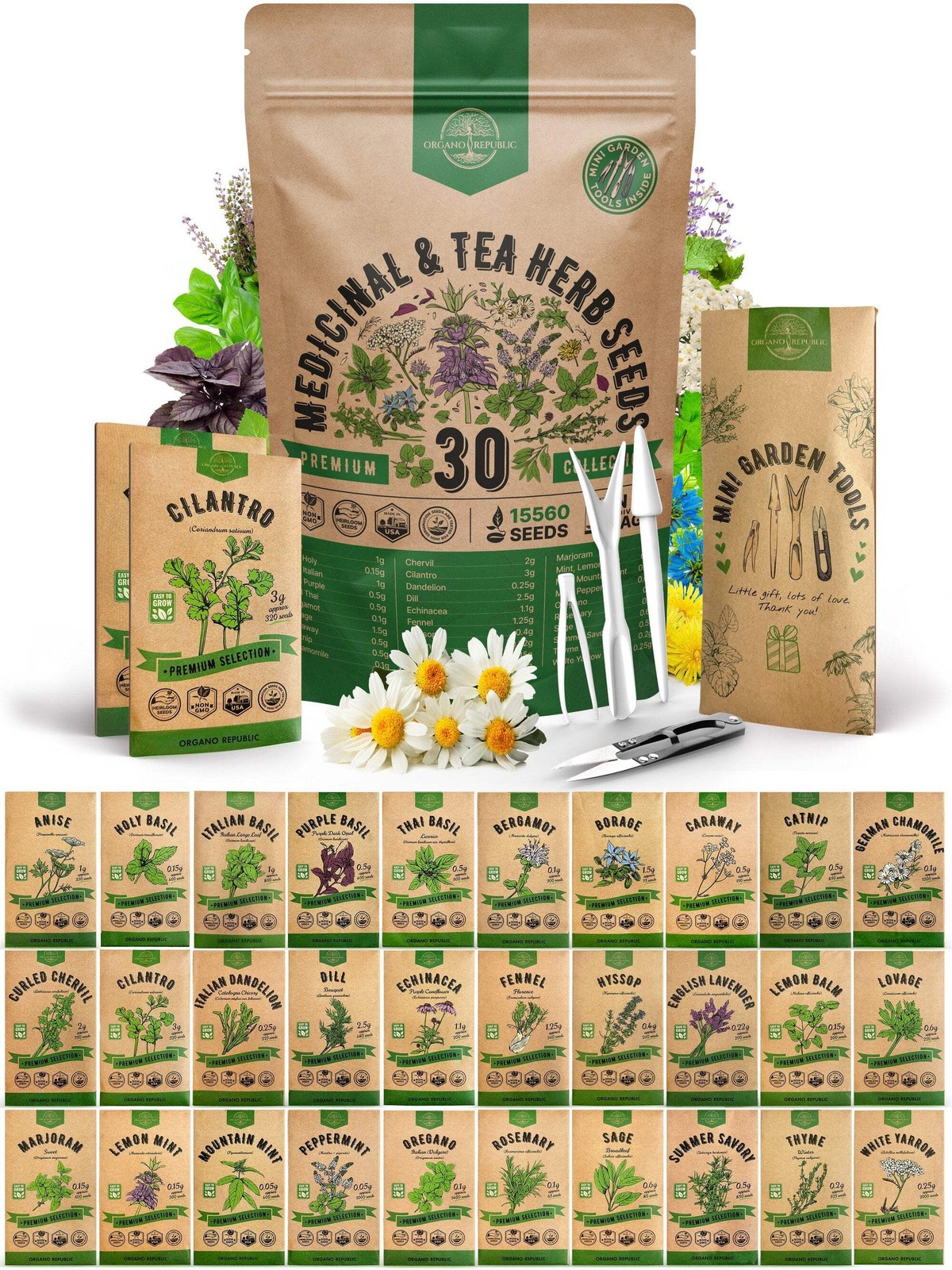 30 Herb Seeds – Medicinal & Tea Variety Pack