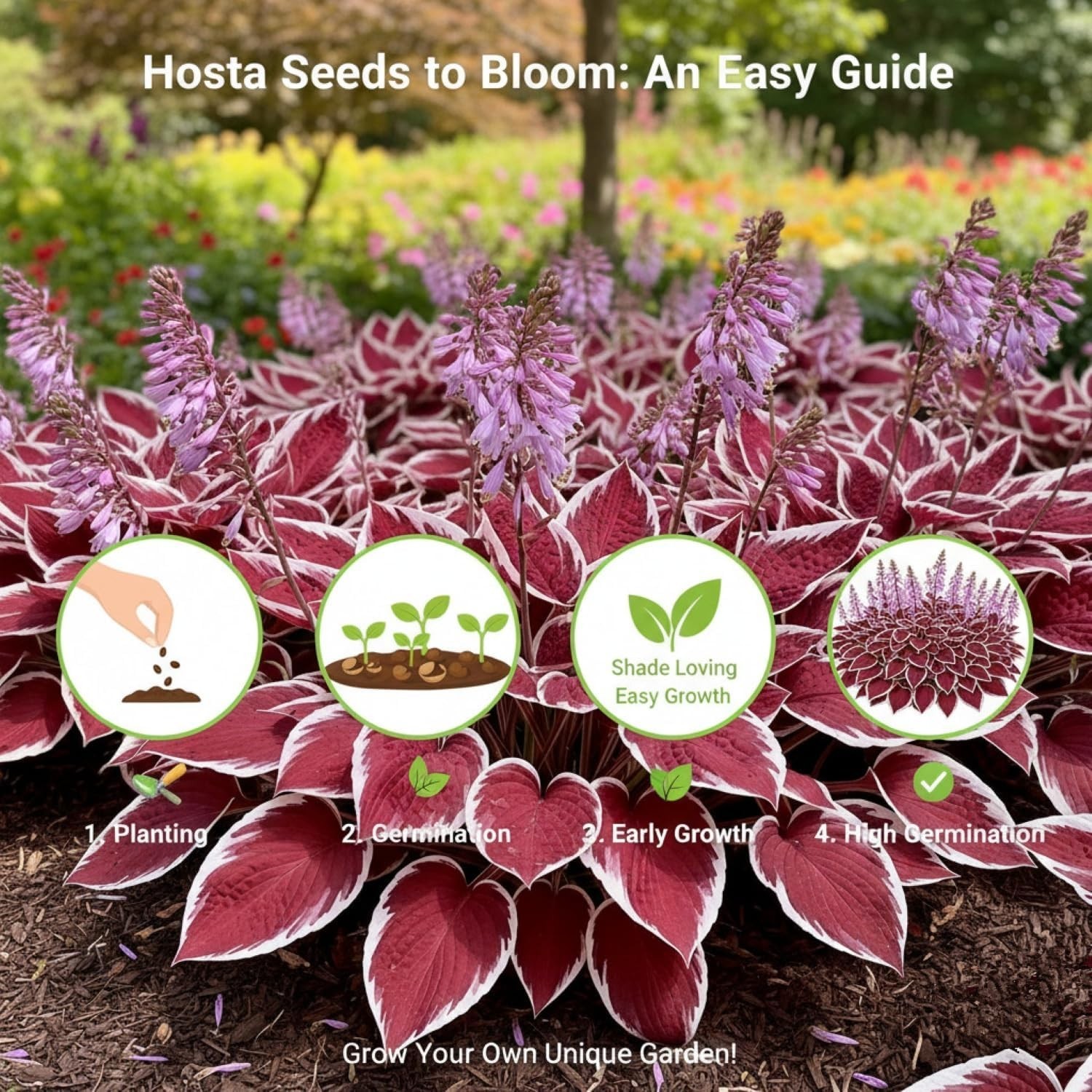 Bring Life to Your Shade Garden with 100+ Colorful Hosta Seeds – Low Maintenance