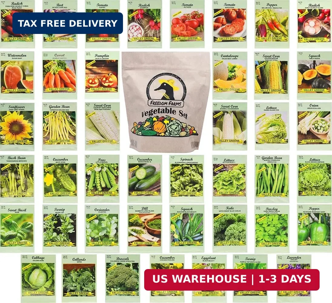 Set of 43 Assorted Vegetable & Herb Seed Packets – Over 10,000 Seeds! – Includes
