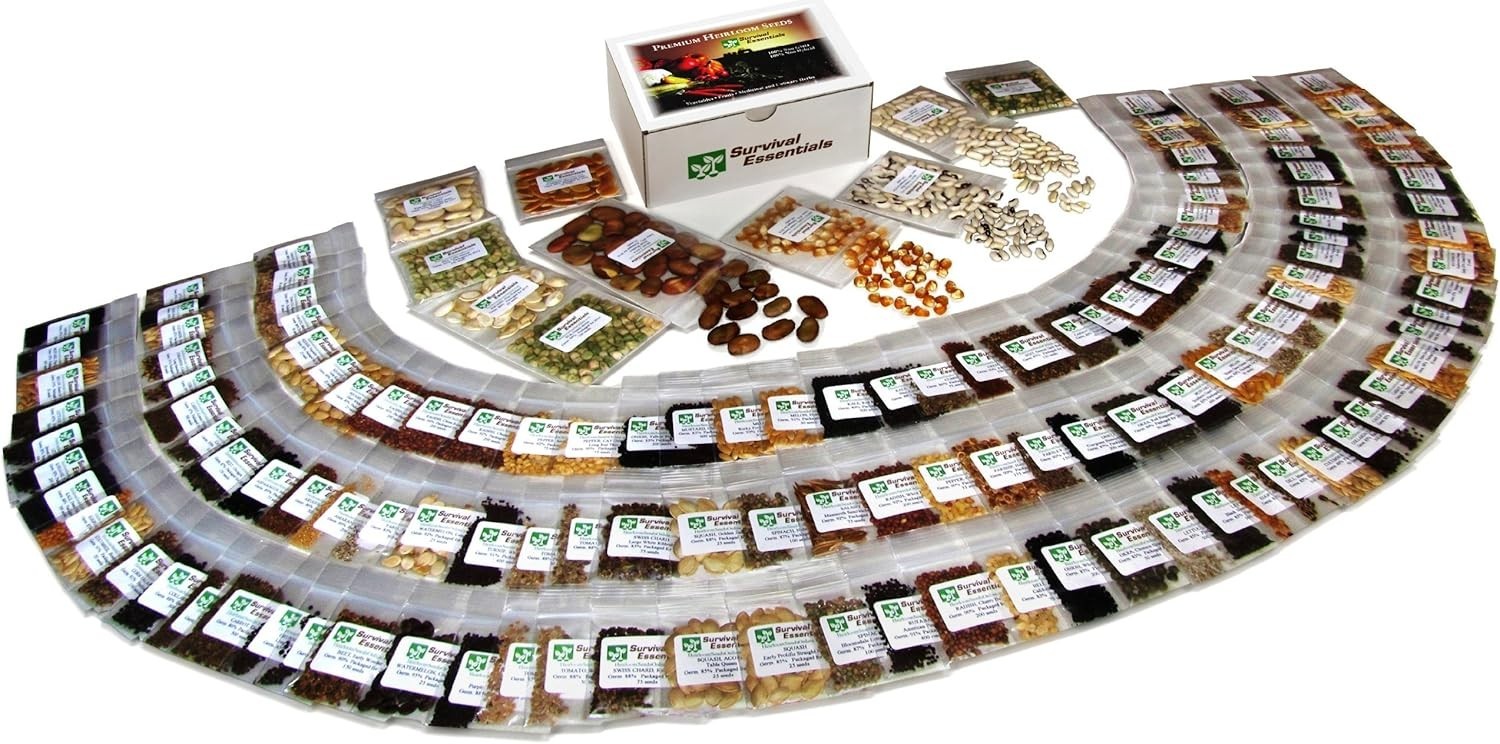 Heirloom Seeds: 135 Variety Vault, Non-GMO, USDA Zones 1-11, Organic Vegetabl…