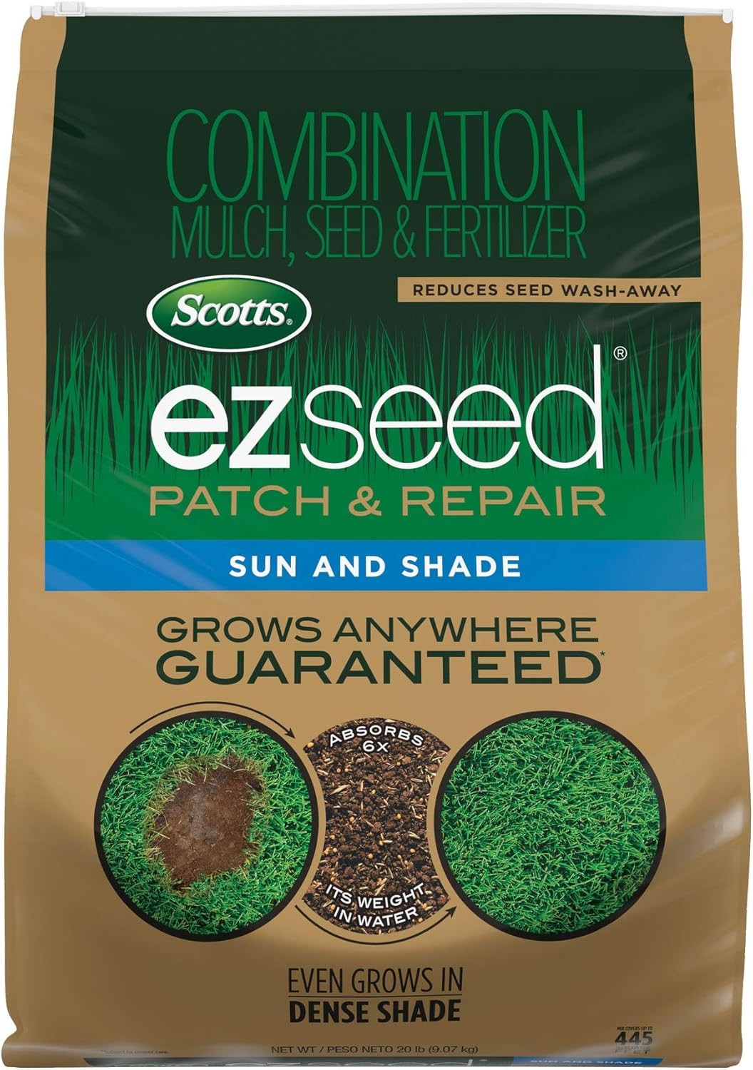 Scotts EZ Seed Patch & Repair for Sun and Shade Combination Mulch, Sun and Shade