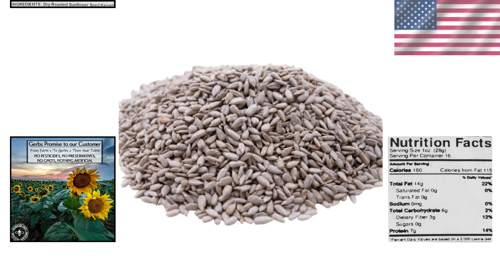 2 LB Pack of Dry Roasted Unsalted Sunflower Seeds – Allergen-Free Snack