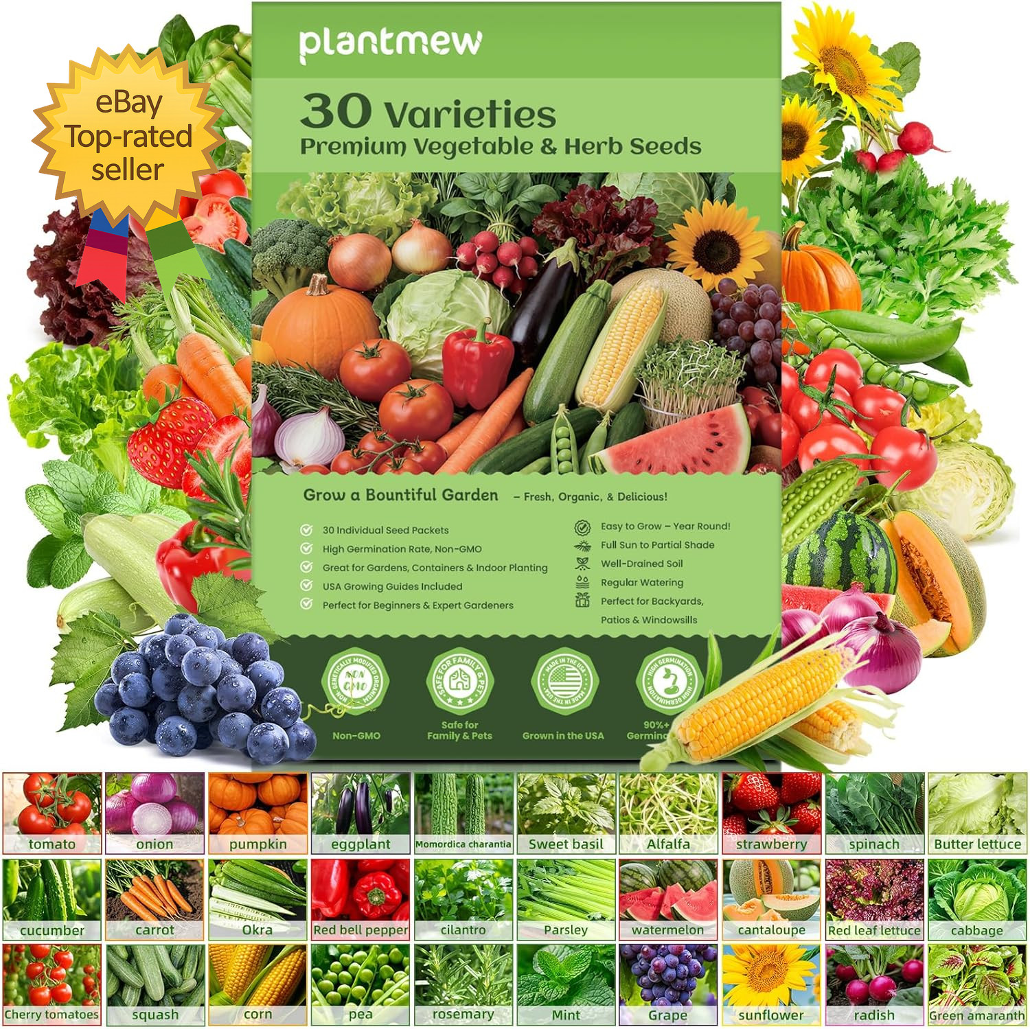 Heirloom Vegetable Seeds Kit 15000+ Non GMO Garden Survival Planting Mix Pack