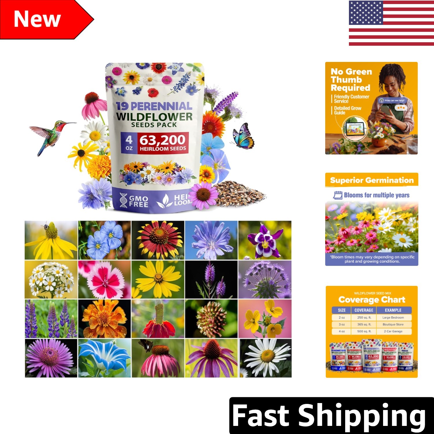 Wildflower Perennial Seed Mix: 19 Varieties to Attract Bees & Butterflies