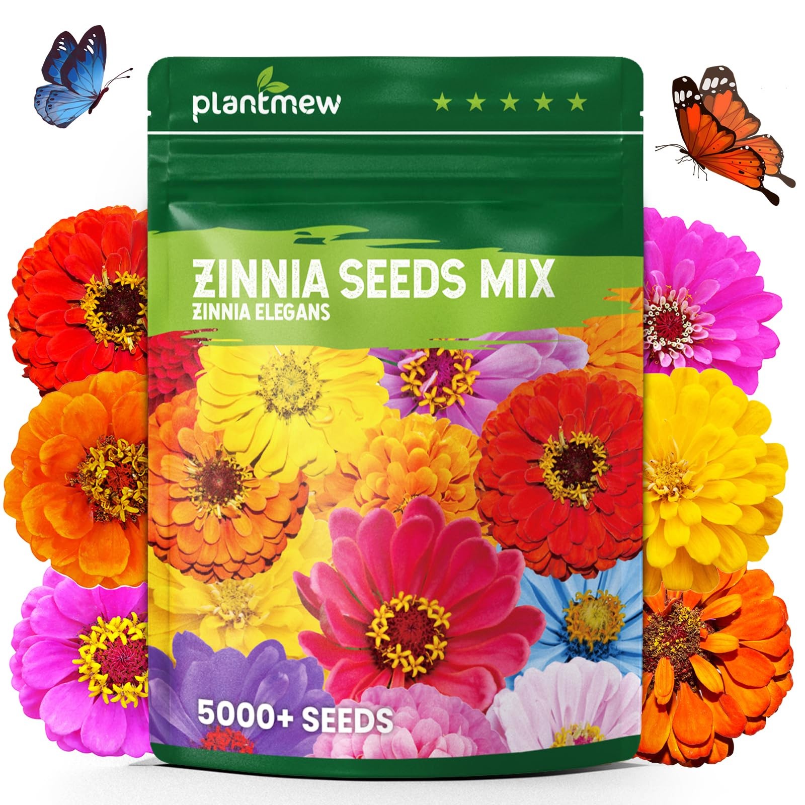 5000+ Zinnia Dahlia Flower Seeds Bulk Mix 1.5 Oz Pink Yellow Orange White Purple