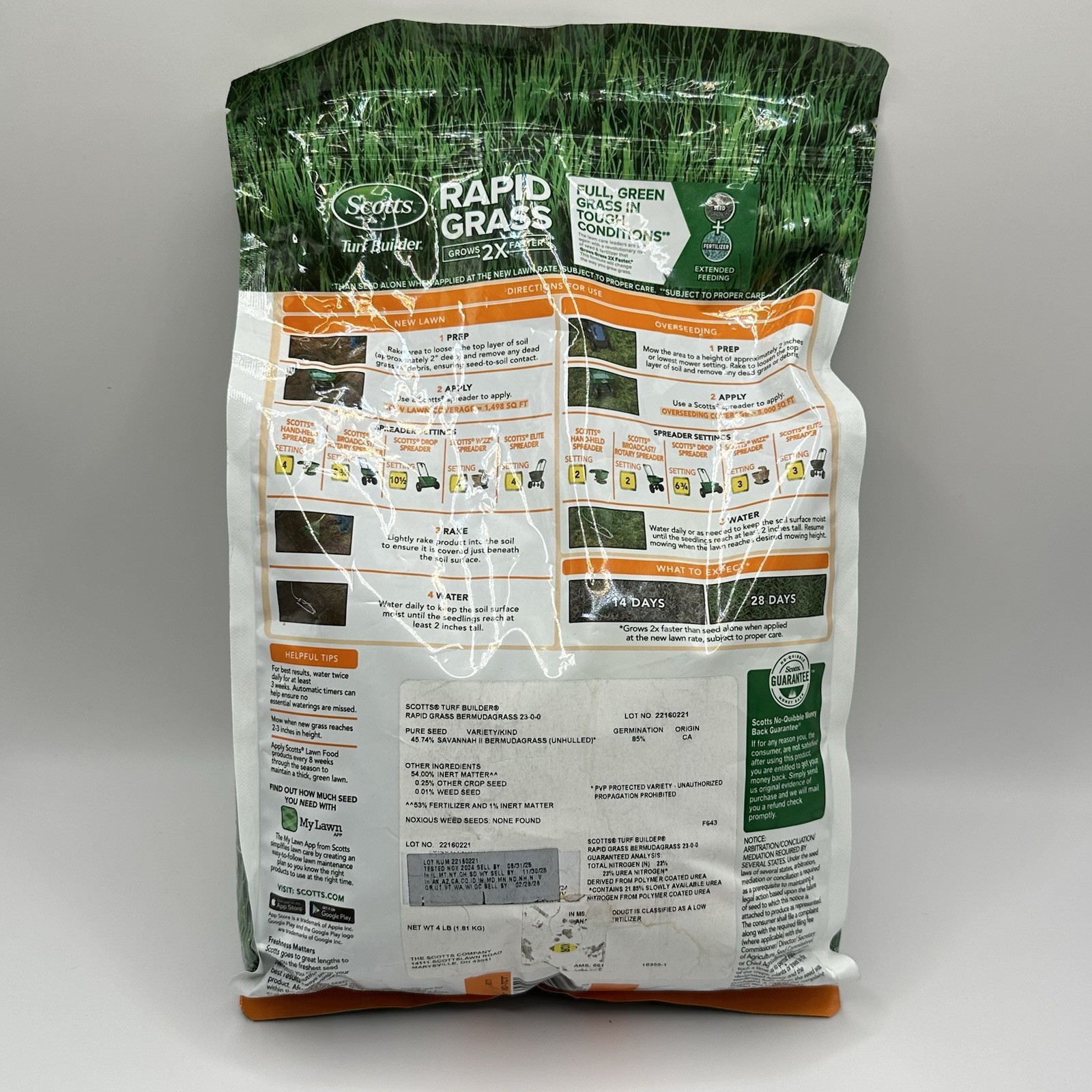 Scotts Rapid Grass Turf Builder BermudaGrass covers 5K’ sq Seed Fertilizer 4 lbs