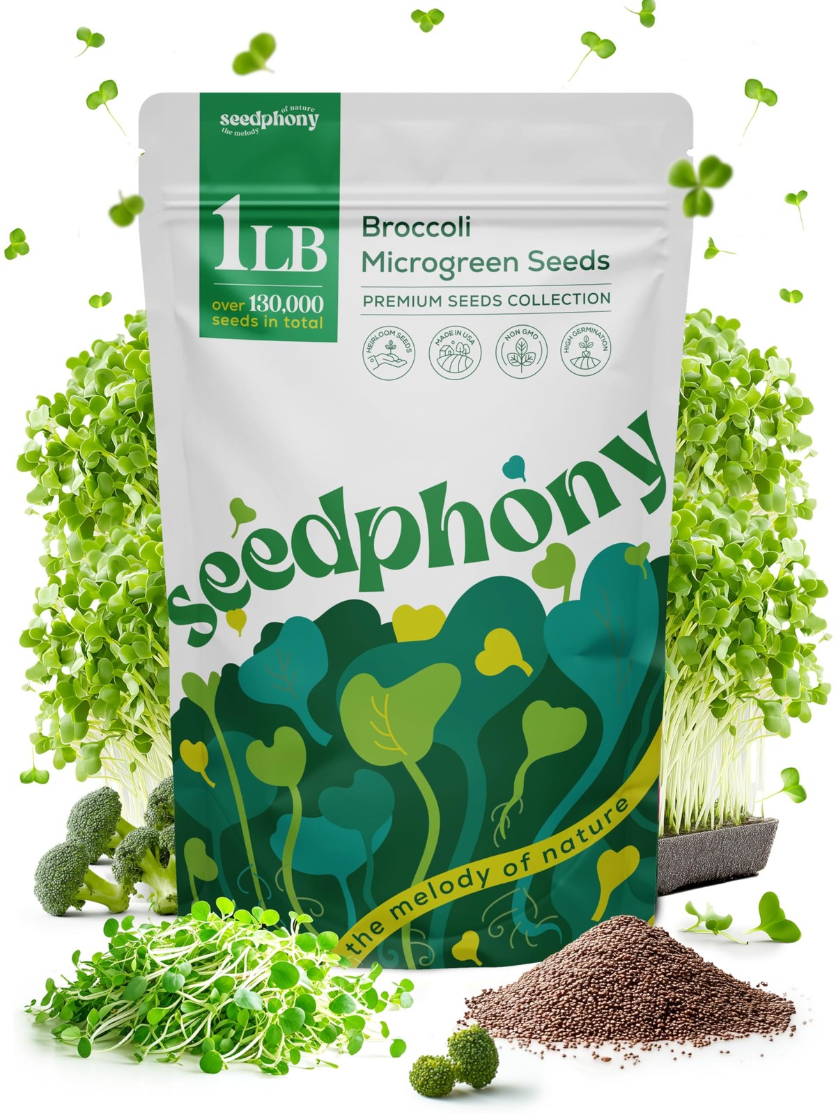 HighGermination Broccoli Sprouting Seeds 1lb NonGMO Heirloom for Microgreens