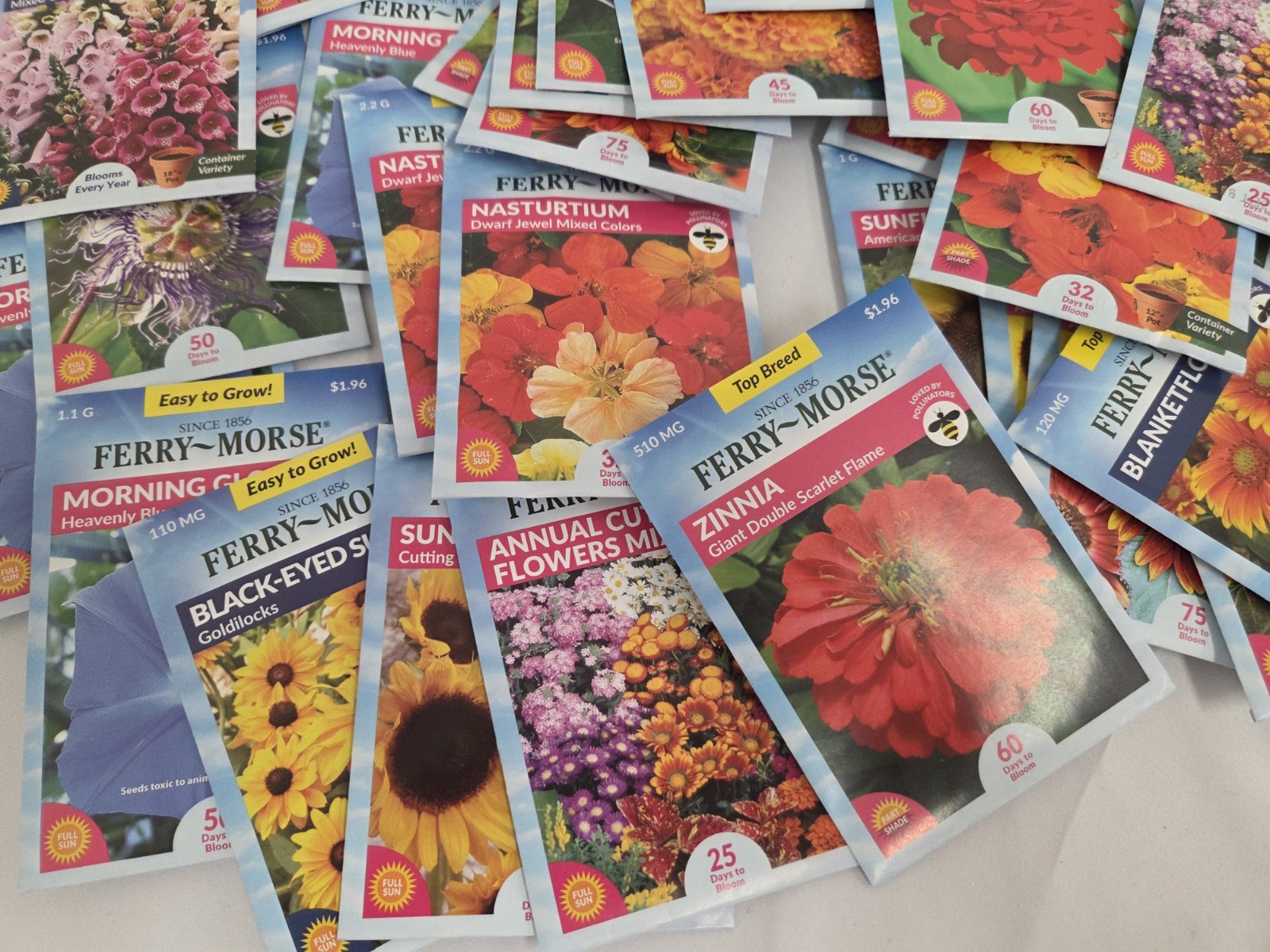 Lot Of 100 Variety Flower Seeds Packs Garden Pollinator- ALL FERRY MORSE 12/26