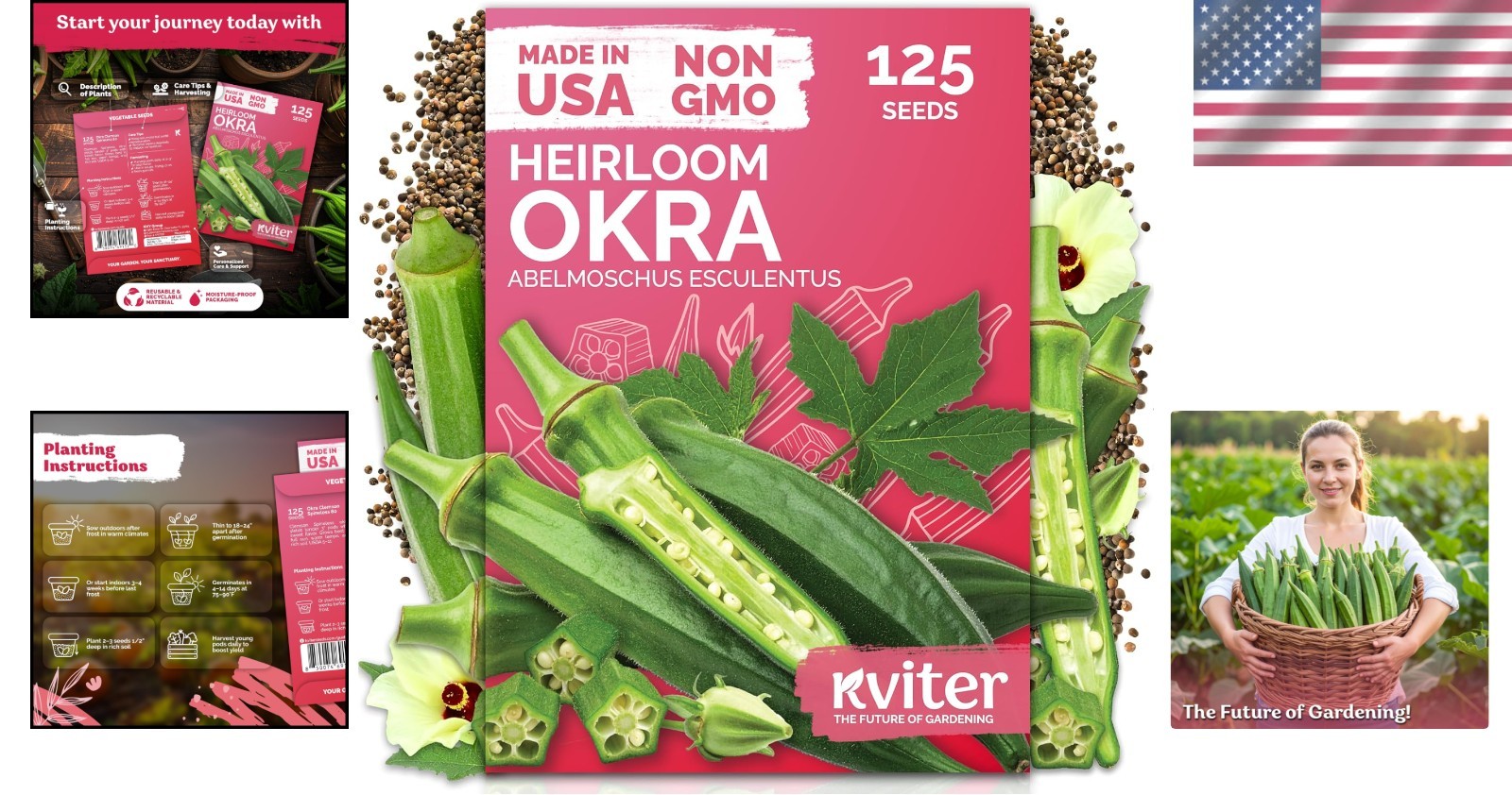 125 Count Clemson Spineless Okra Seeds – Delicious Culinary Vegetable Gardening