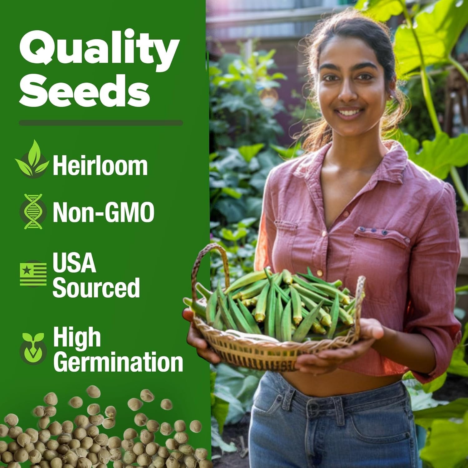 Easy to Grow Spineless Okra Seeds – 101+ Heirloom Seeds for Fresh Produce