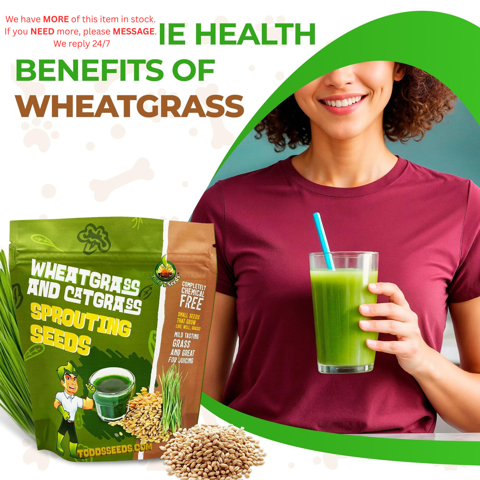 Todd’s Seeds Wheatgrass Seeds; Hard Red Winter Wheat, Non-GMO, 1/4 Pound,