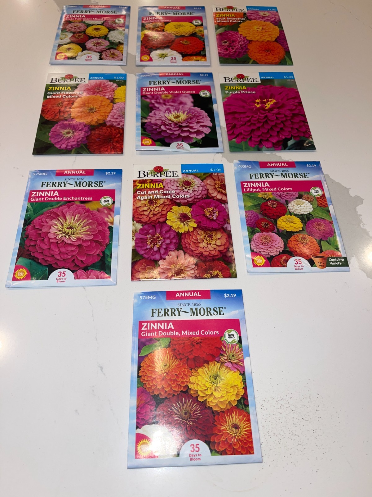 10 PACK BUNDLE LOT ZINNIA SEEDS