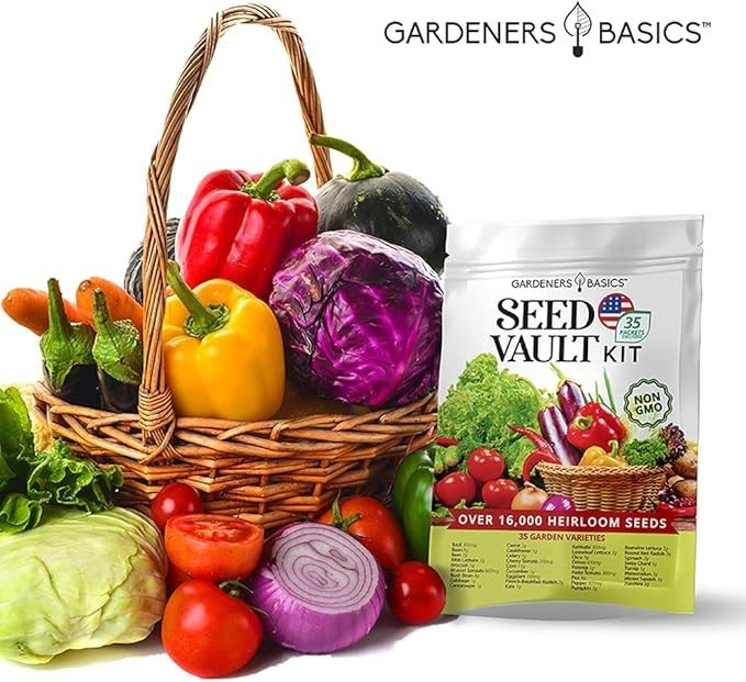 Survival Vegetable Seeds Garden Kit over 16,000 Seeds Non-Gmo and Heirloom