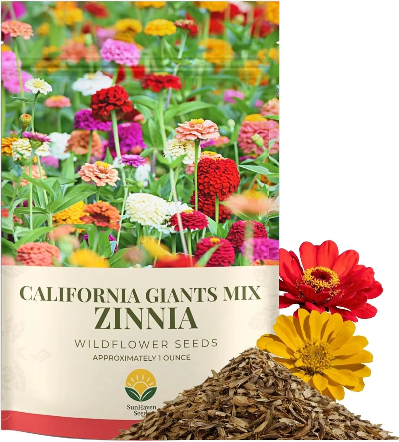 Zinnia Seeds – California Giants Mix – 4,000+ Seeds – 1 Oz Bulk Extra Large Rese