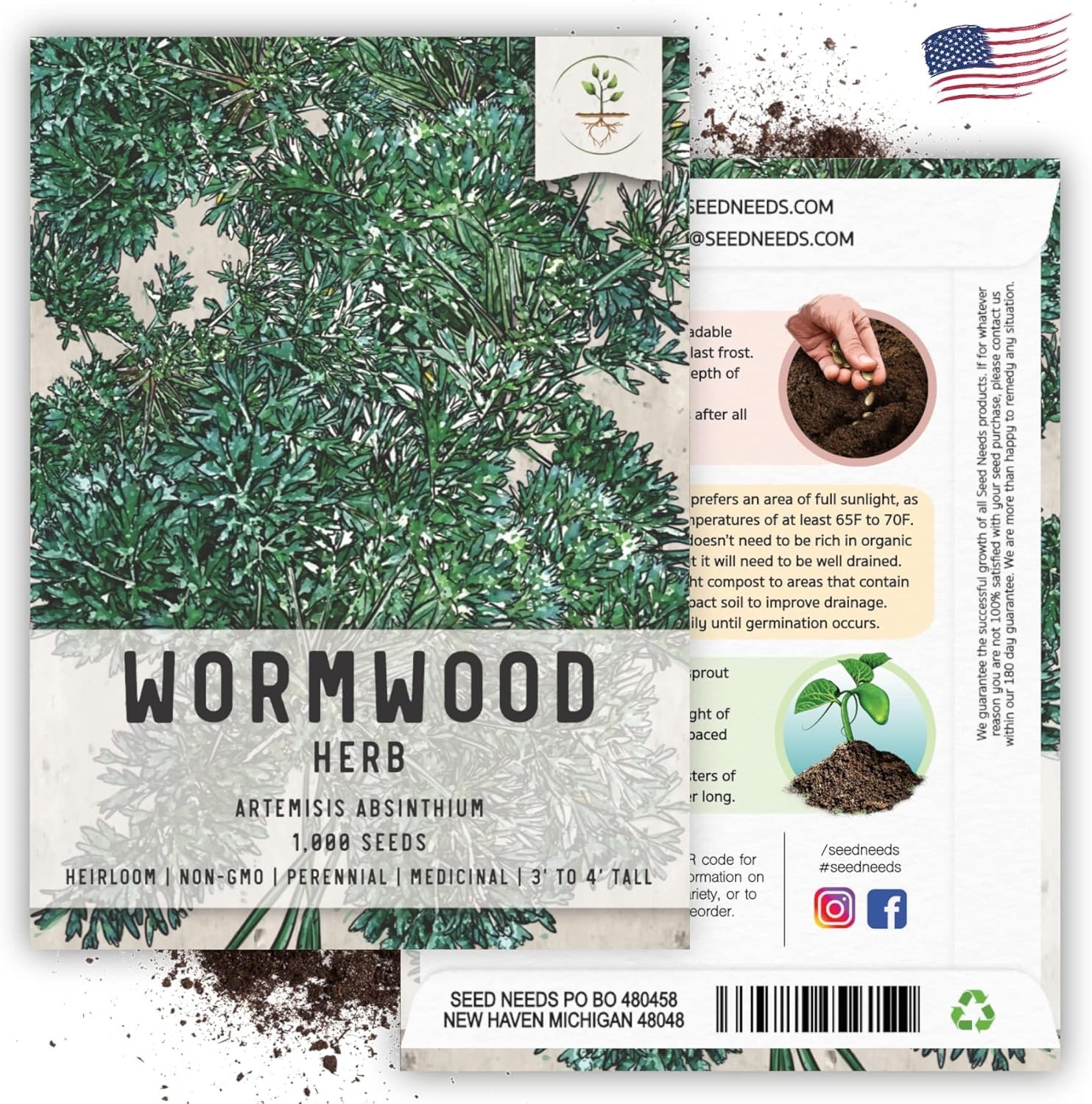 Wormwood Seeds for Planting – Non-GMO Perennial Herb for Digestion – 1000 Seeds