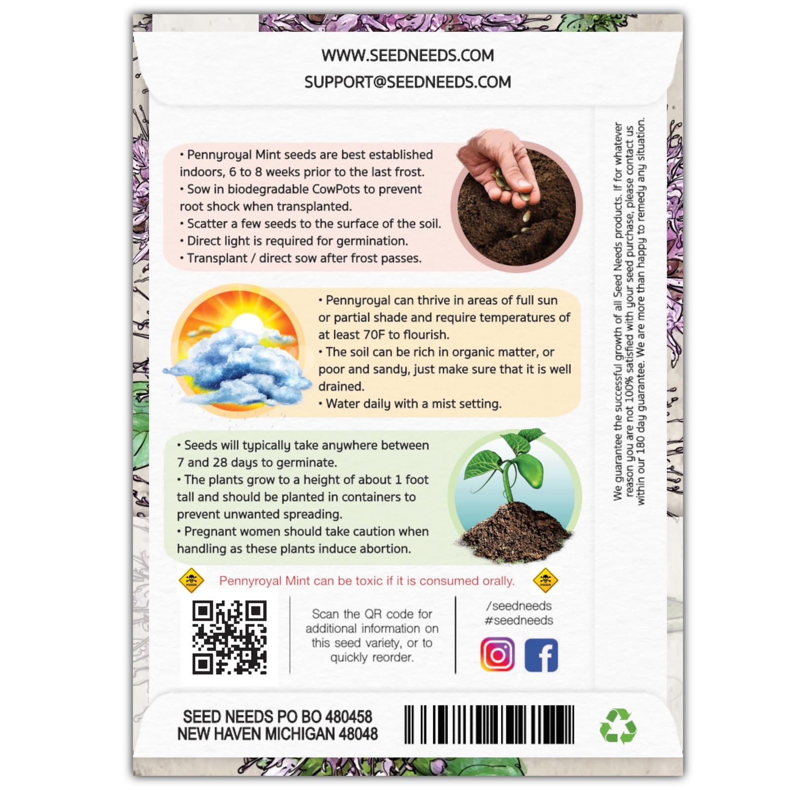 Needs, Pennyroyal Mint Seeds – 1,000 Heirloom Seeds for Planting Mentha puleg…