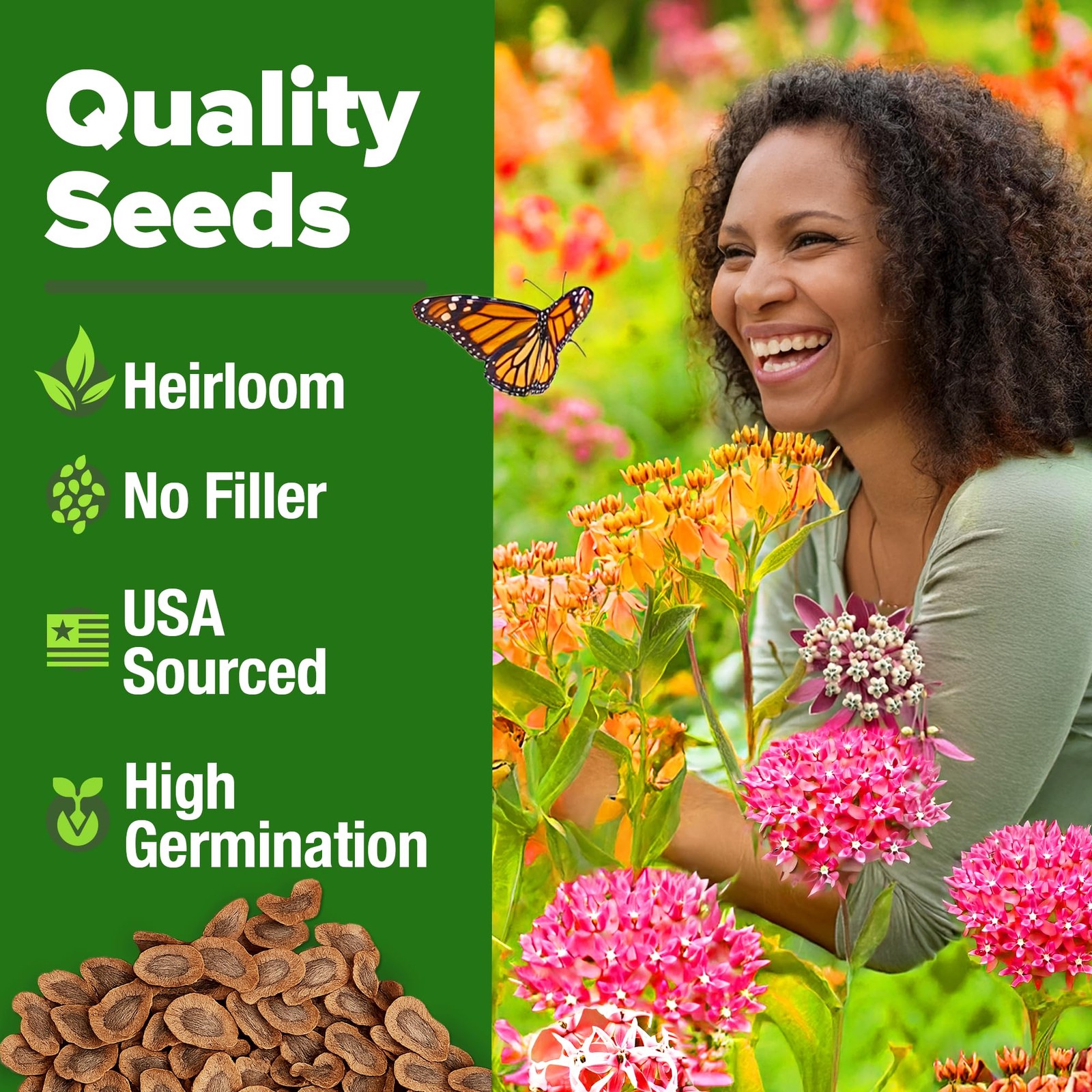 Milkweed Flower Seeds – 500+ Heirloom Perennial Wildflower Seeds (5 Individua…