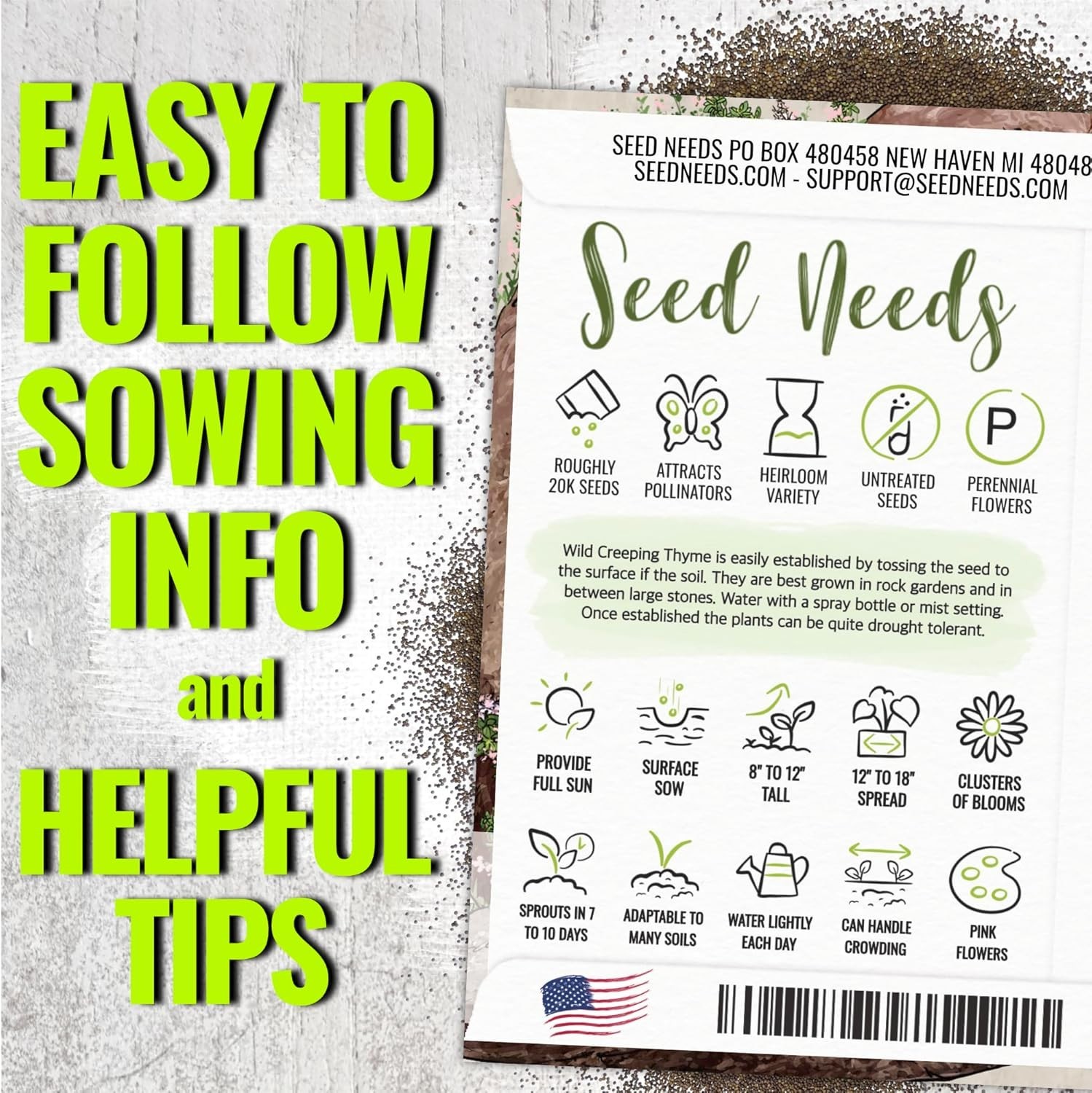Attractive Heirloom Wild Creeping Thyme Seeds – 40K Count for Aesthetic Gardens
