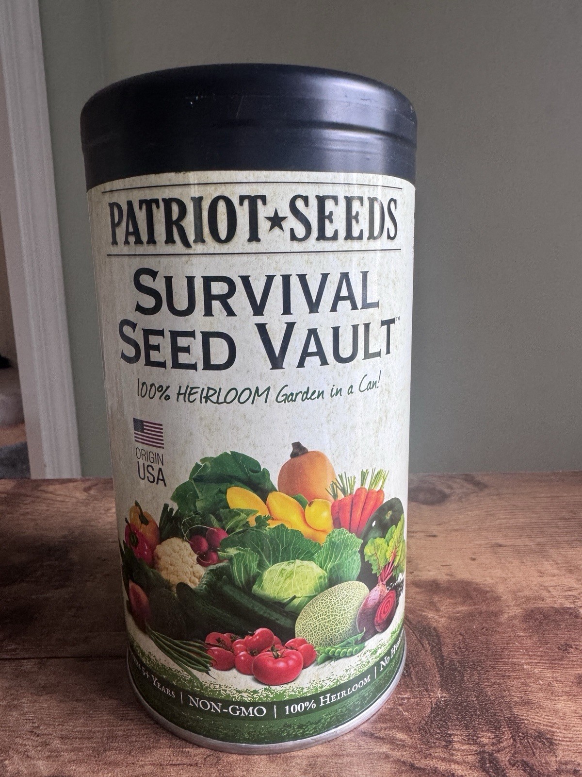 Patriot Seeds Survival Seed Vault Heirloom Non-GMO Vegetable Seeds Re-sealable