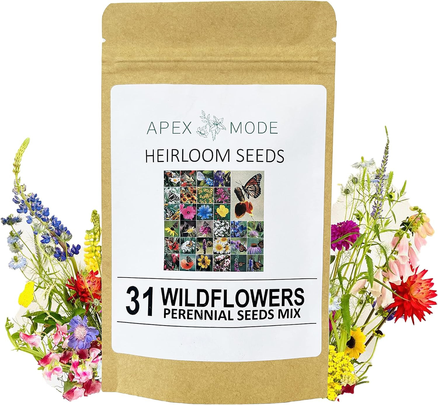 Perennial Wildflower Seeds Package with 31 Different Varieties 100,000+ Seeds, H