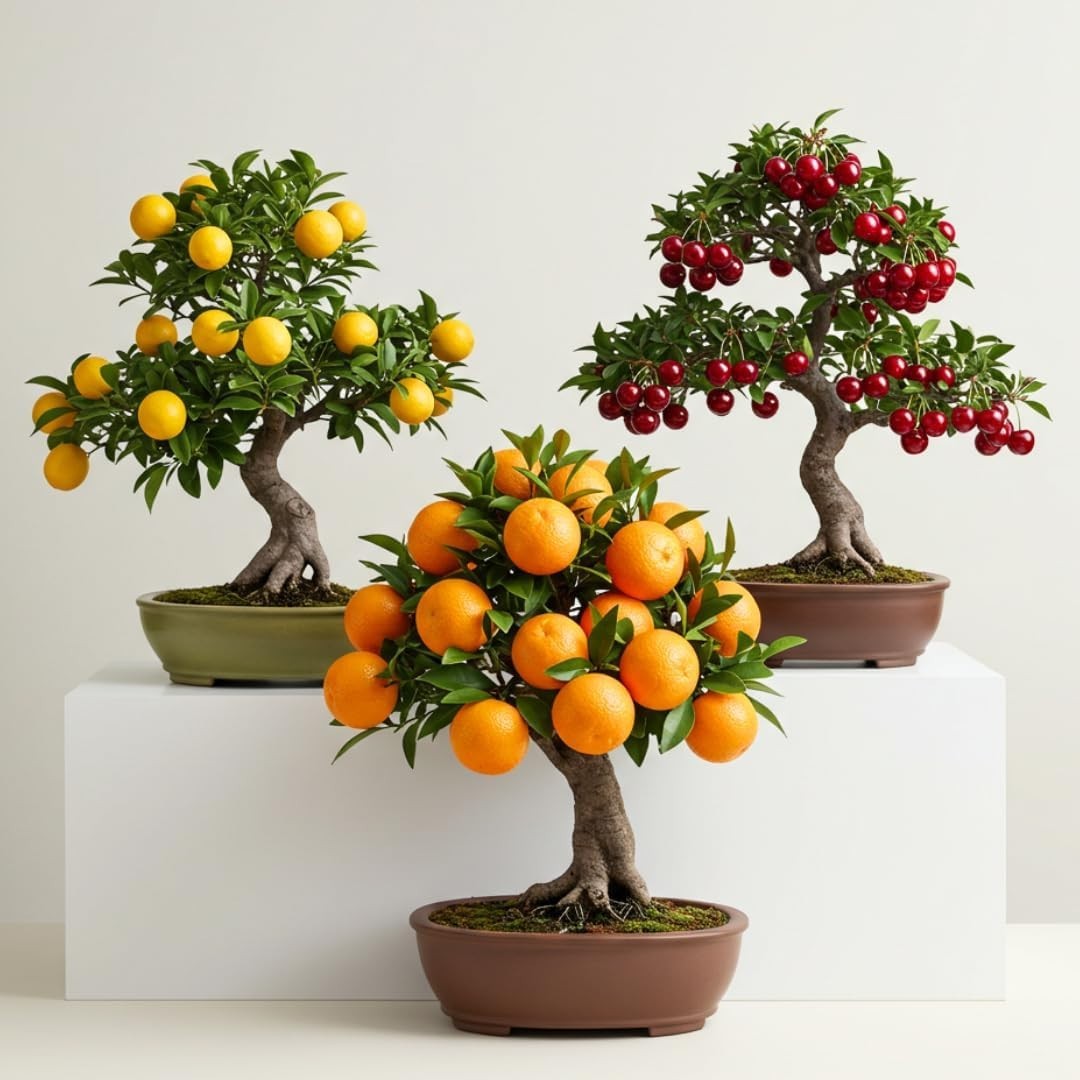 Grow Your Own Fresh Fruits: 150+ Dwarf Bonsai Tree Seeds (Lemon, Cherry, Orange)