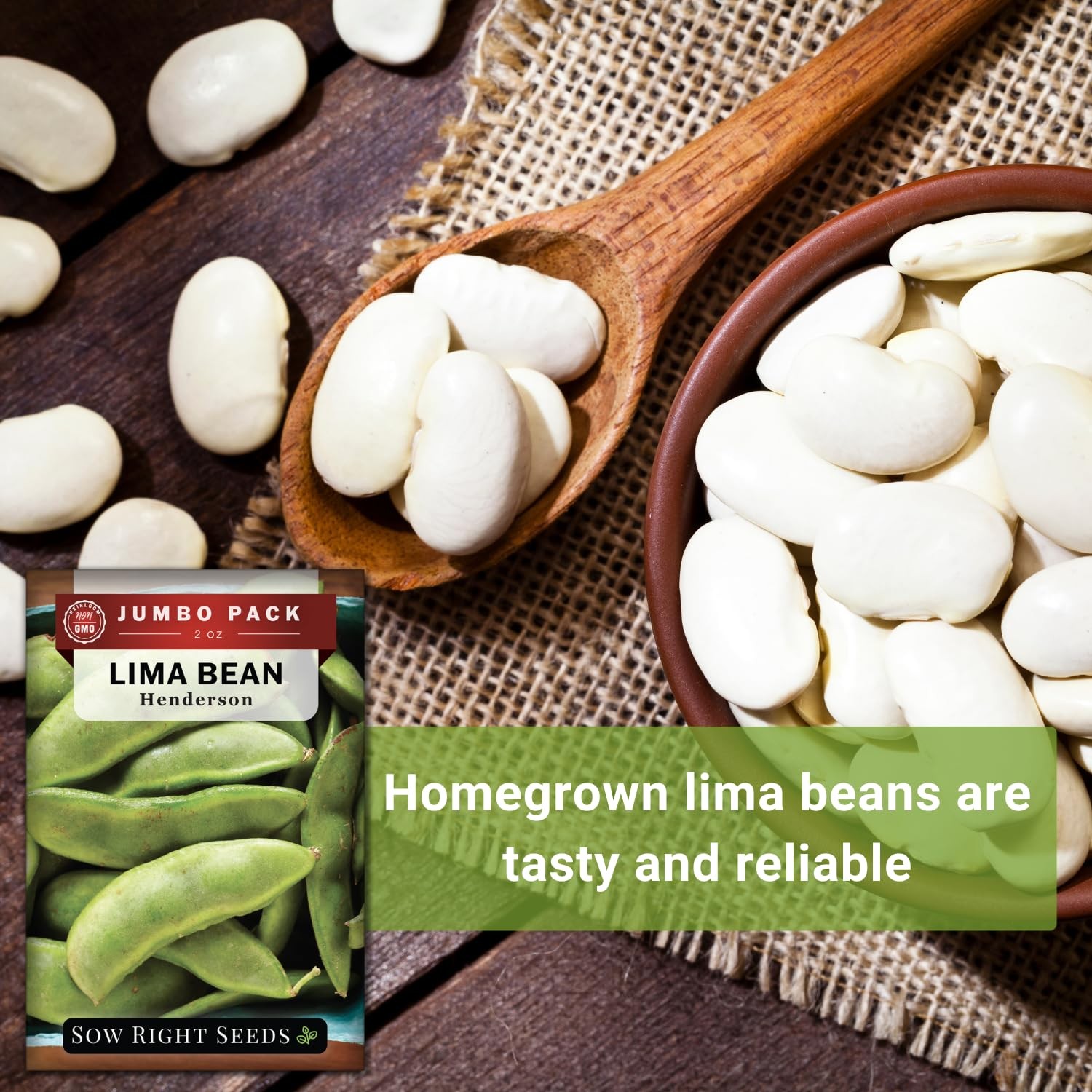Bulk Bush Lima Bean Seeds NonGMO Heirloom for Vegetable Garden Planting