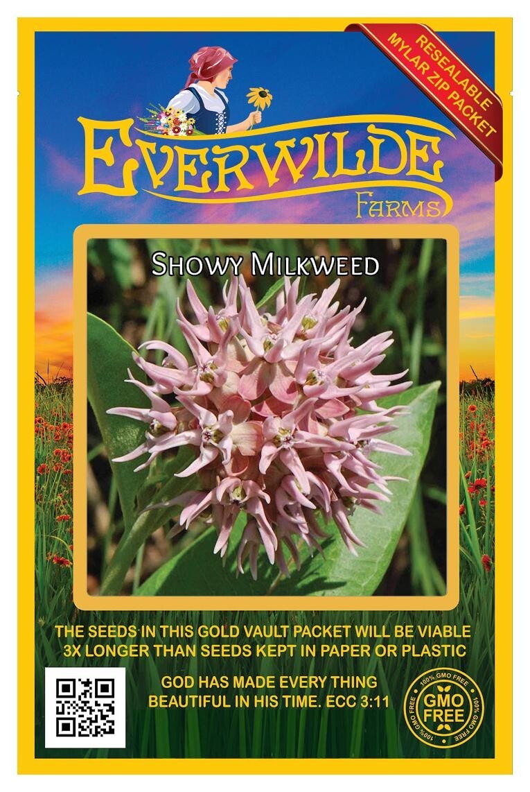 200 Showy Milkweed Wildflower Seeds – Everwilde Farms Mylar Seed Packet