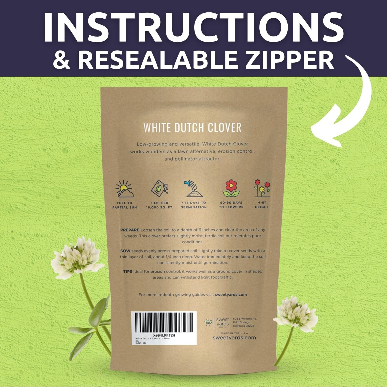 Effortless Gardening with 5 Pounds of White Dutch Clover – Erosion Control Seeds