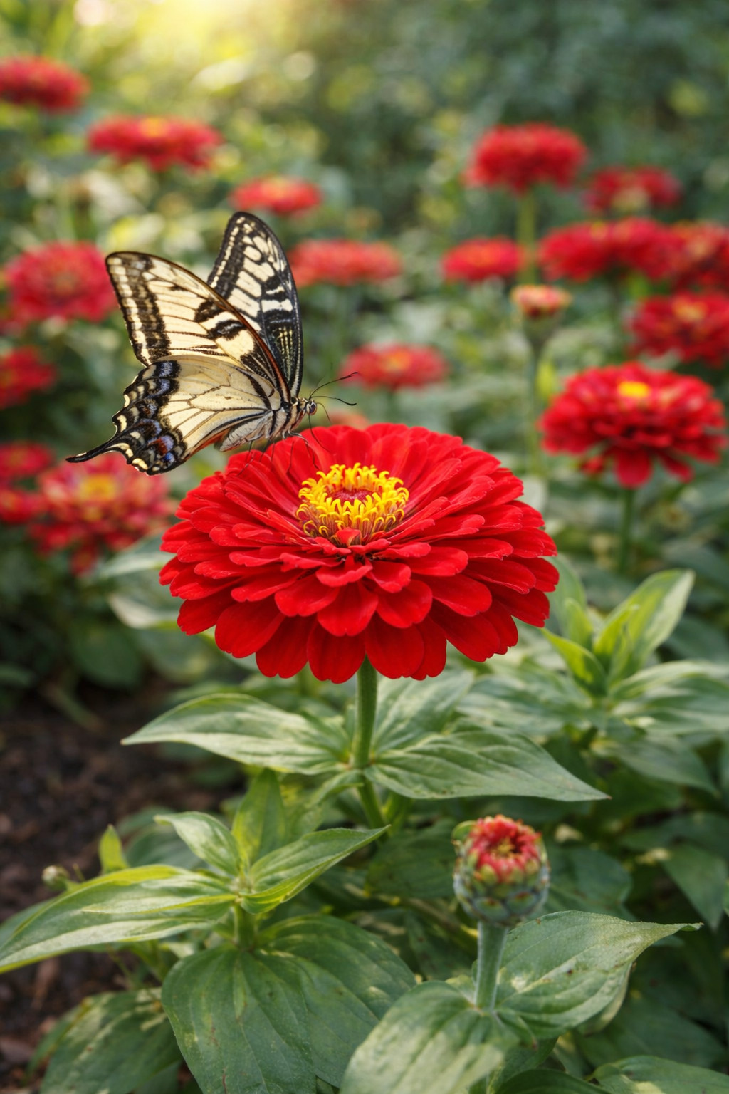 100+ Cherry Queen Zinnia Flower Seeds RED Zinnia Elegans Annual