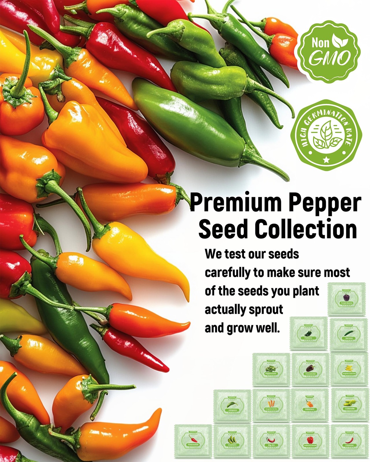 3000+ Heirloom Pepper Seeds Collection – 15 Varieties 15 Seeds, green