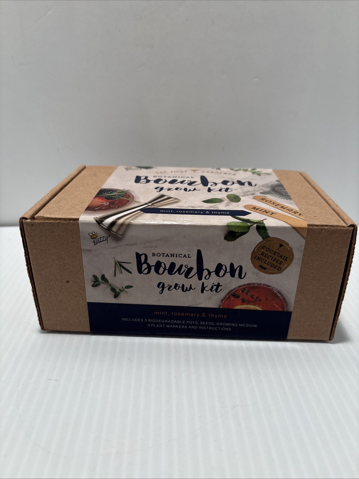 Tipsy Gardener Botanical Bourbon Cocktail Grow Kit – Mint, Rosemary & Thyme New!