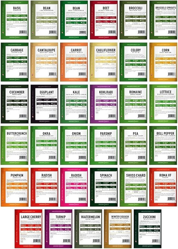 Survival Vegetable Seeds Garden Kit over 16,000 Seeds Non-Gmo and Heirloom